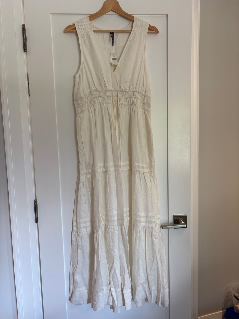 Anthropologie Women’s Sleeveless V-Neck Maxi Dress - white size S, NWT